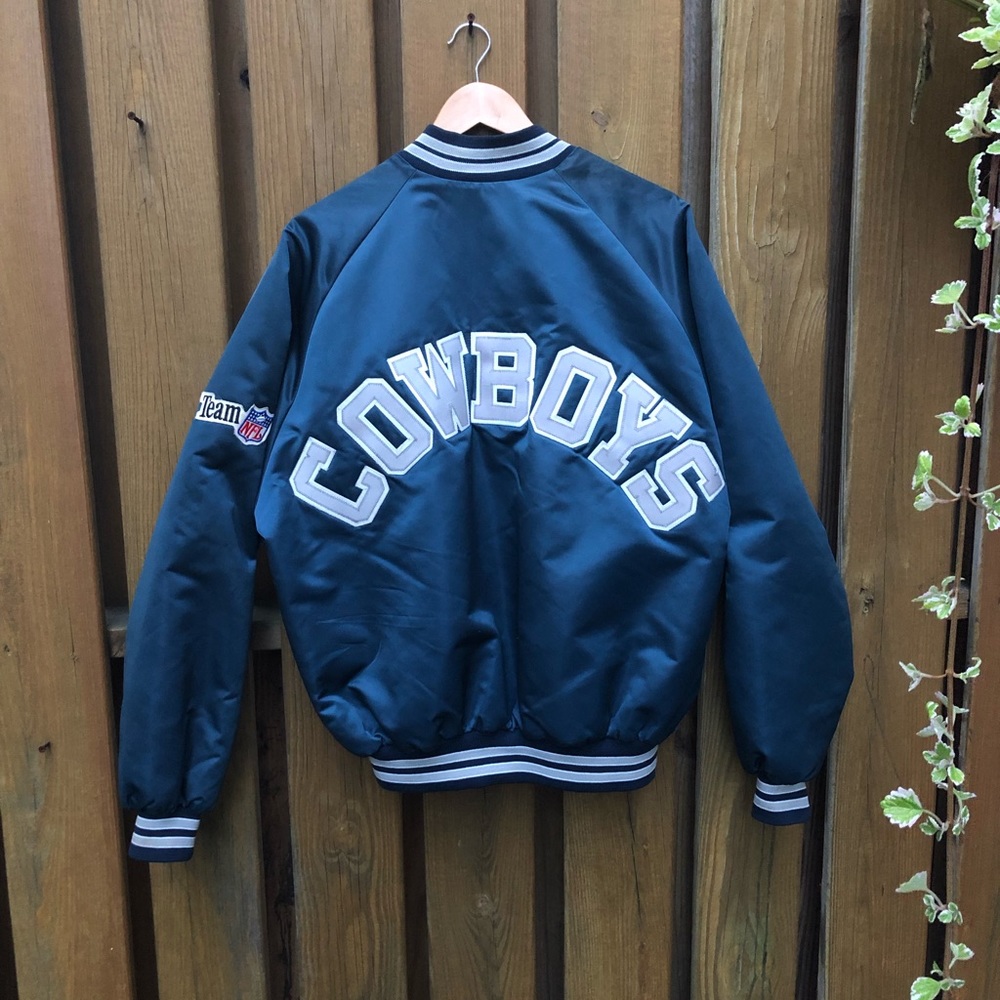 Dallas Cowboys Chalk Line Vintage Satin Bomber Varsity NFL Football Jacket